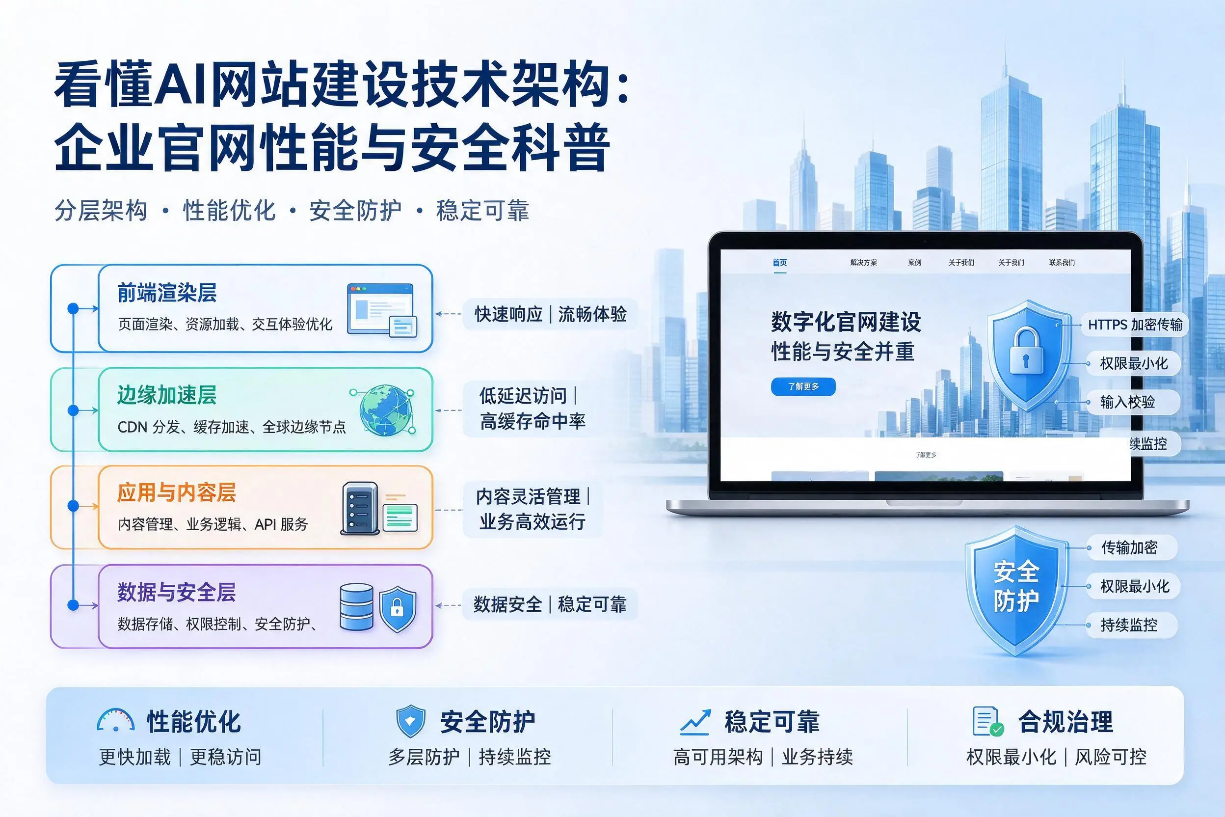 看懂AI网站建设技术架构:德阳企业官网性能与安全科普