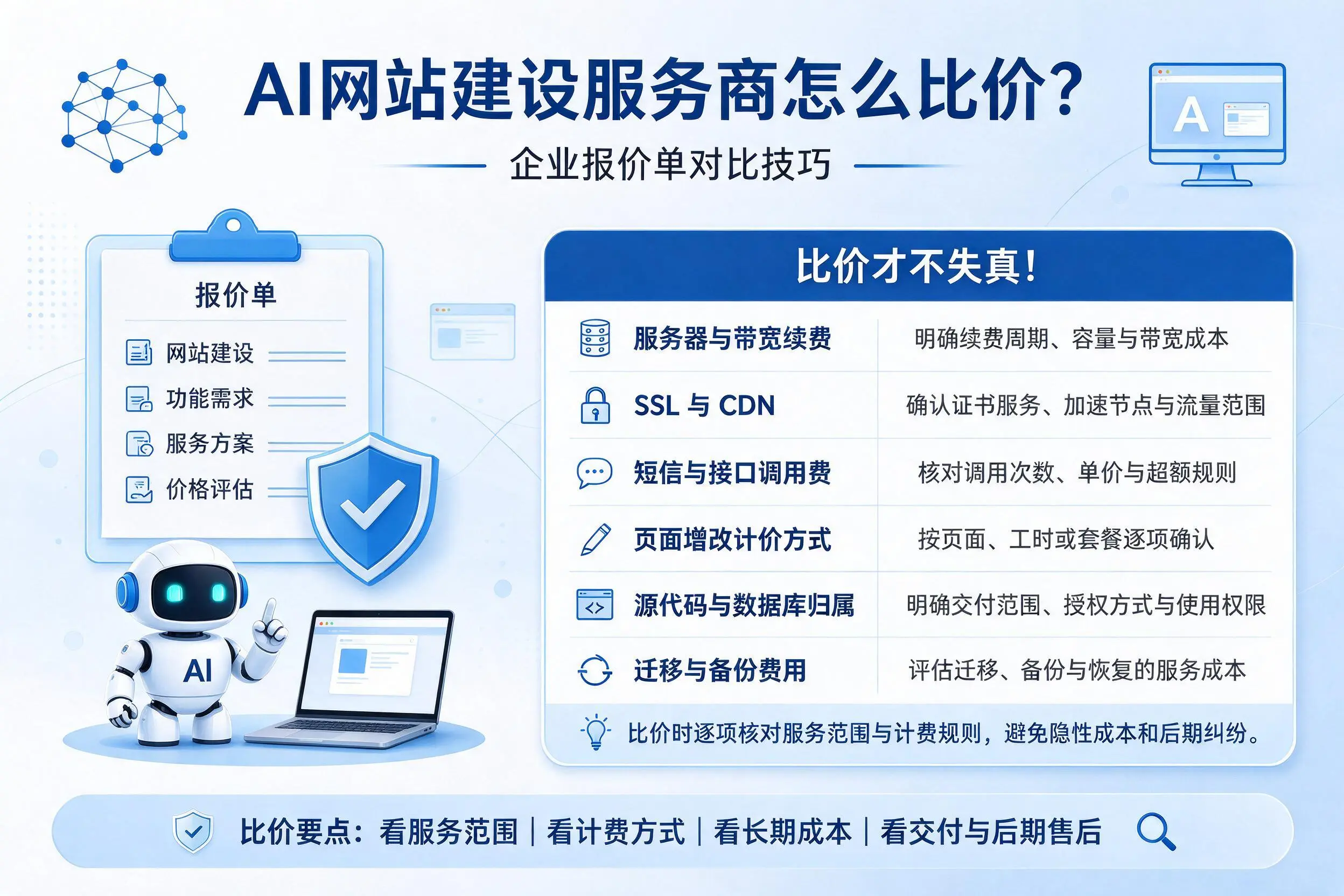 AI网站建设服务商怎么比价?德阳企业报价单对比技巧
