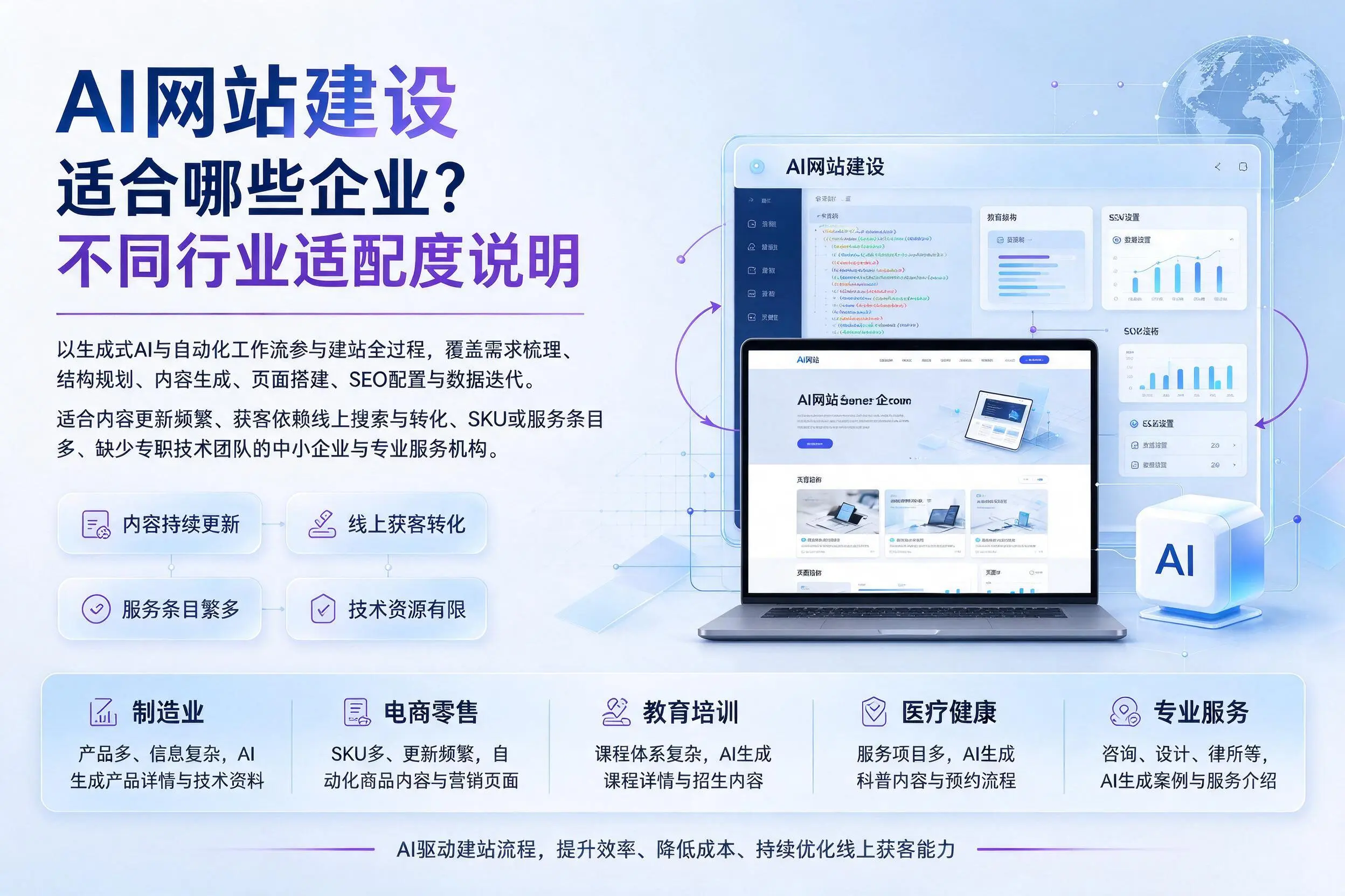 AI网站建设适合哪些企业?德阳不同行业适配度说明